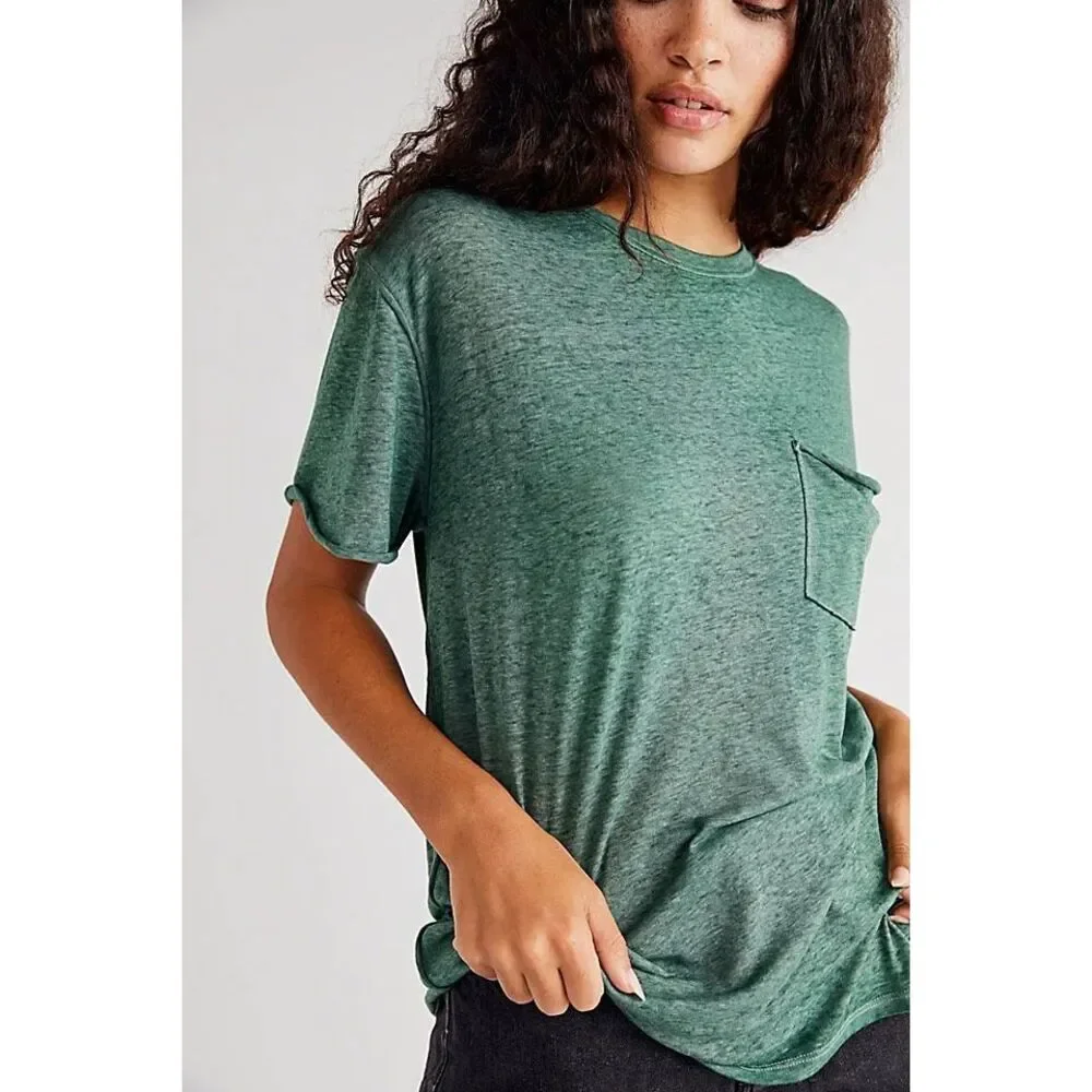 Free People X We The Free Vella Pocket Oversized Tee shirt green M NEW